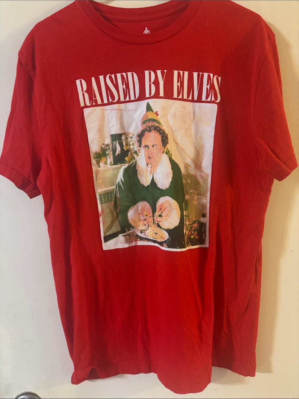Raised By Elves Graphic Tee - Red Short Sleeve Men’s Shirt